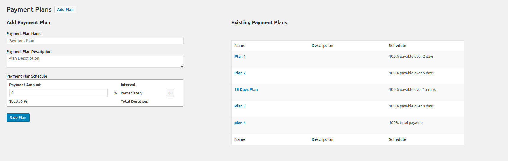 Payment Plans - Tyche Softwares Documentation