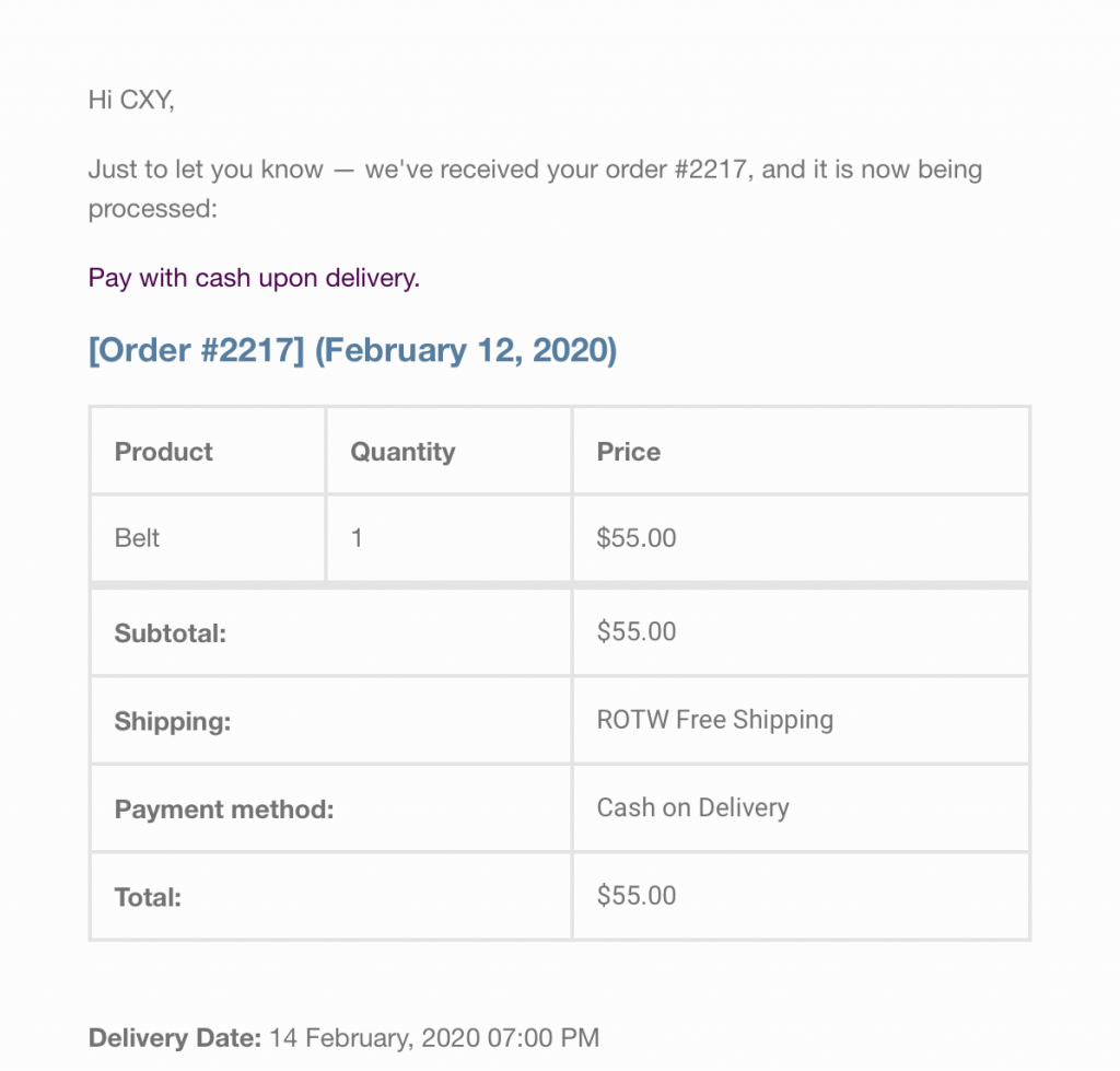 Delivery Date and Time in Email Notifications 3 Delivery Date and Time in Email Notifications - Tyche Softwares Documentation