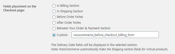 Set Delivery Date & Time fields placement - Custom Option