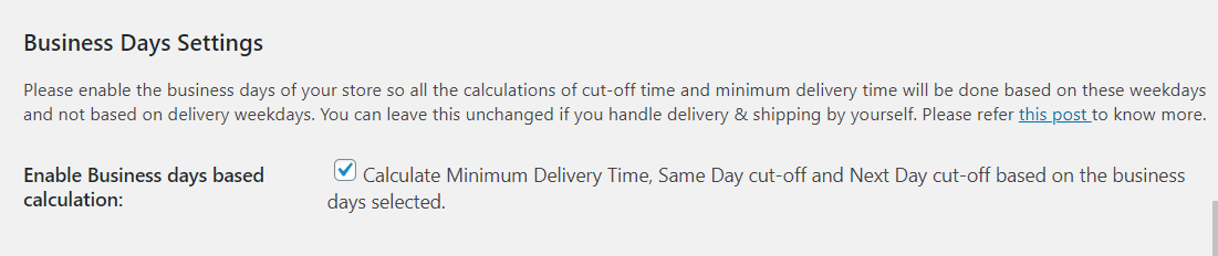 Business days with Minimum Delivery Time (in hours) - Tyche Softwares Documentation