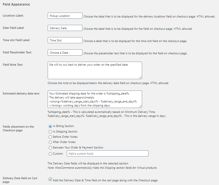 Fields Label - Tyche Softwares Documentation