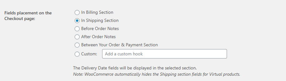 Set Delivery Date & Time fields placement - Shipping Section Admin Setting