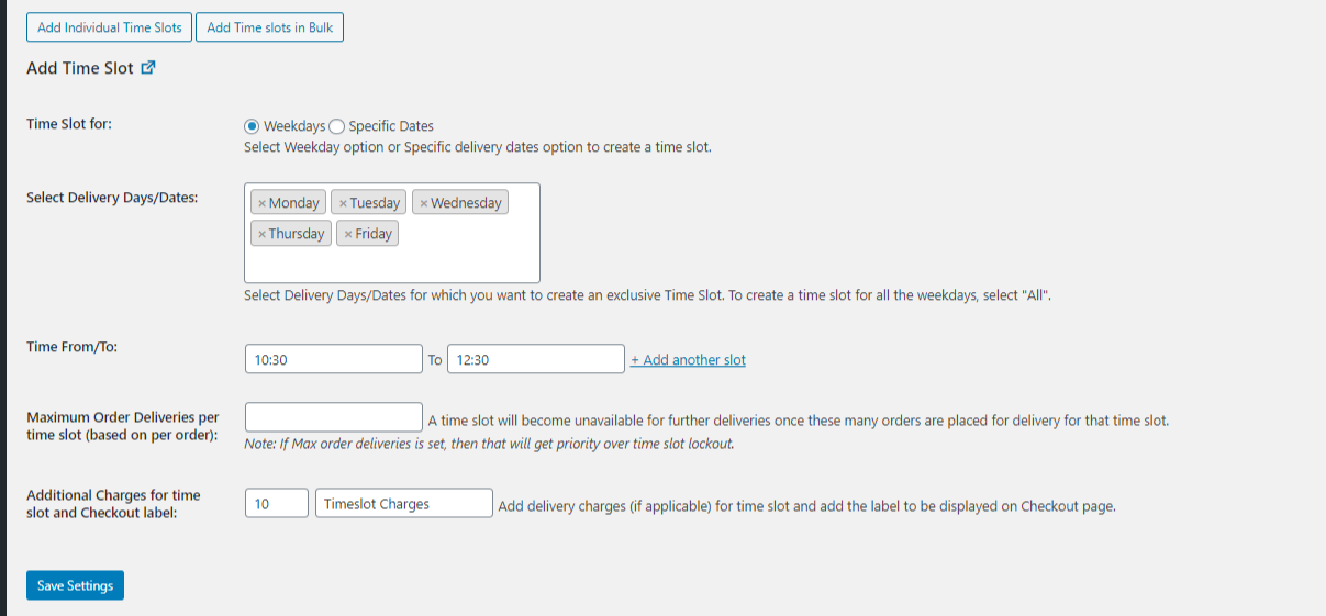 Additional Delivery charges for time slots - Tyche Softwares Documentation