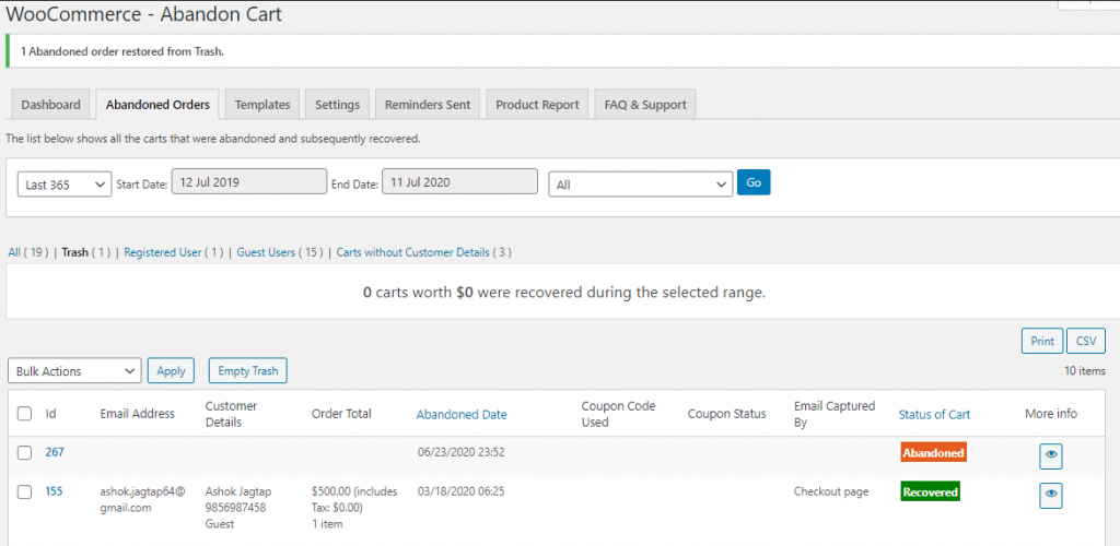 Trash, Restore & Delete Permanently functions - Tyche Softwares Documentation