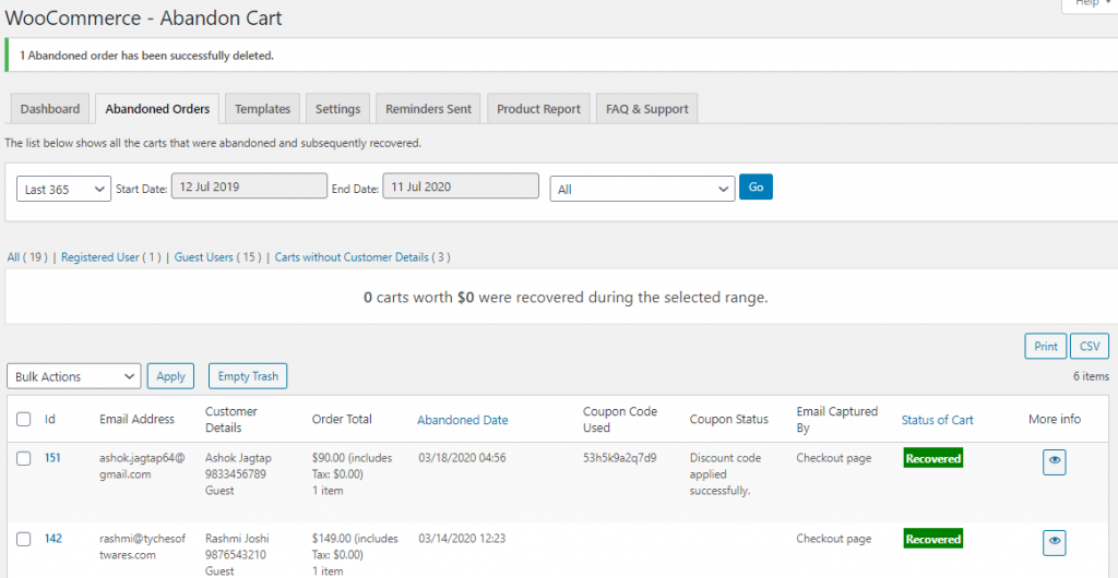 Trash, Restore & Delete Permanently functions - Tyche Softwares Documentation