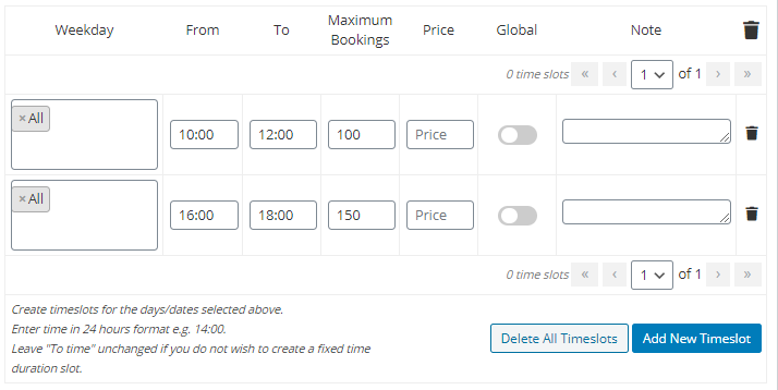 Maximum Bookings per day/date & time slot - Tyche Softwares Documentation