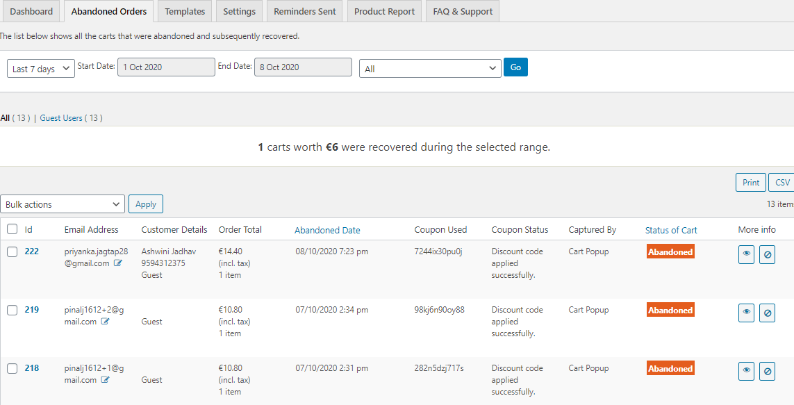 Capturing Abandoned Carts With Abandoned Cart Pro for WooCommerce - Tyche Softwares Documentation