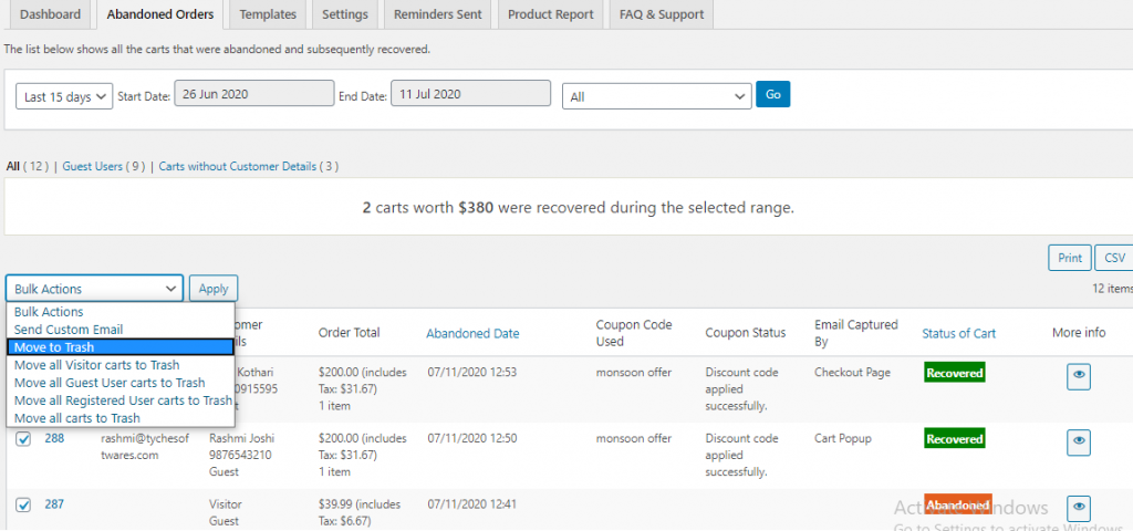 Trash, Restore & Delete Permanently functions - Tyche Softwares Documentation