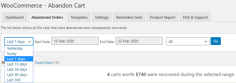 View Log of Recovered Orders - Tyche Softwares Documentation