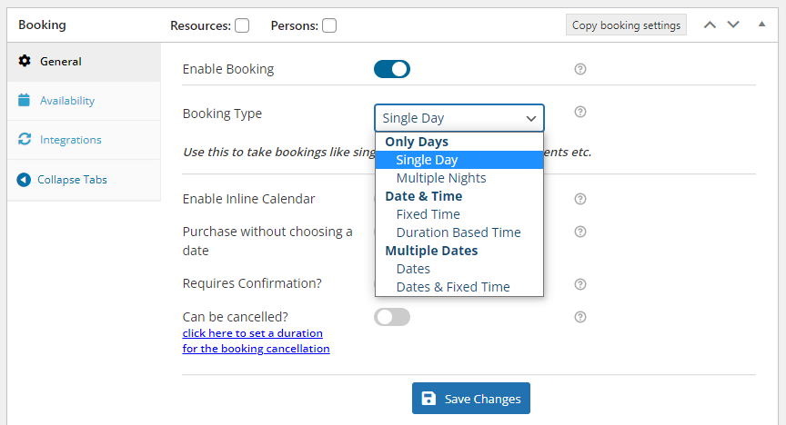 Specific Dates Booking - Tyche Softwares Documentation