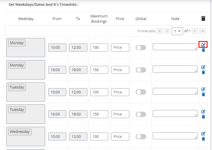 Maximum Bookings per day/date & time slot - Tyche Softwares Documentation