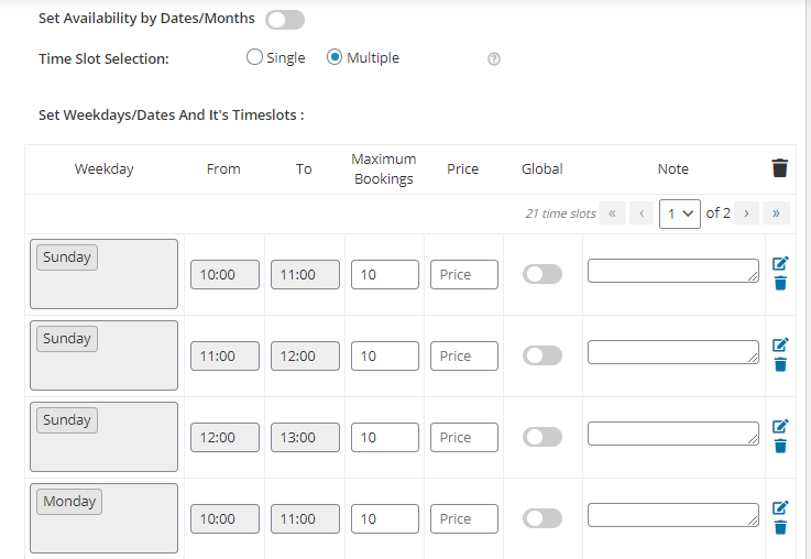 Multiple Time Slot Addon - Tyche Softwares Documentation