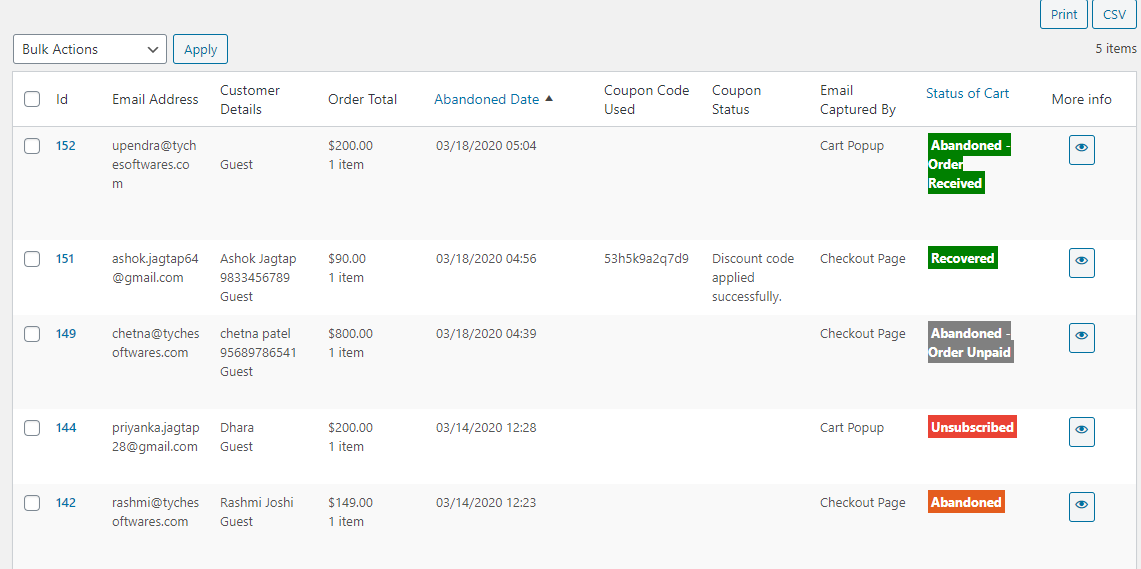 Different Cart Statuses - Tyche Softwares Documentation