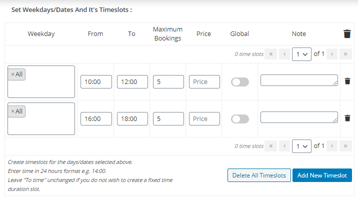 Maximum Bookings per day/date & time slot - Tyche Softwares Documentation