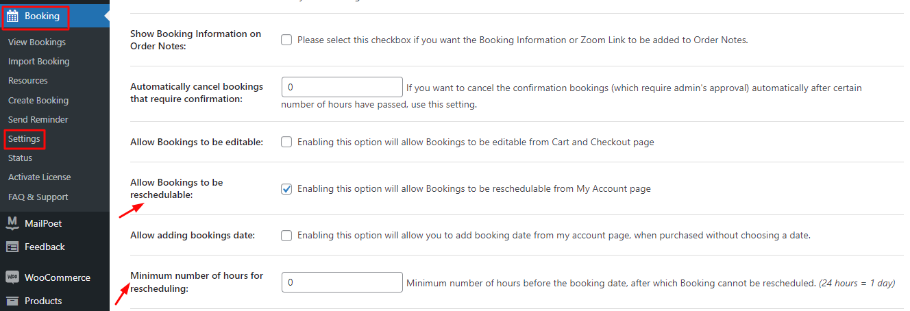 Reschedule Bookings - Tyche Softwares Documentation