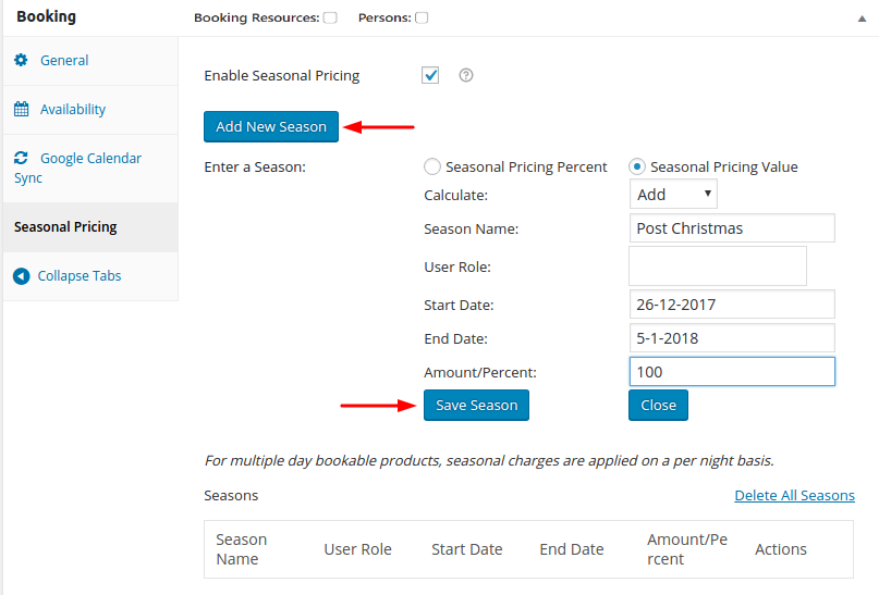 Seasonal Pricing Addon - Tyche Softwares Documentation