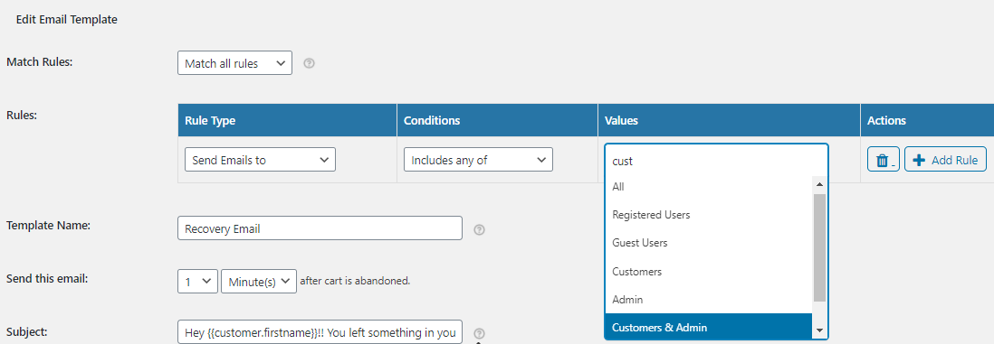 Sending emails to specific set of receivers - Tyche Softwares Documentation