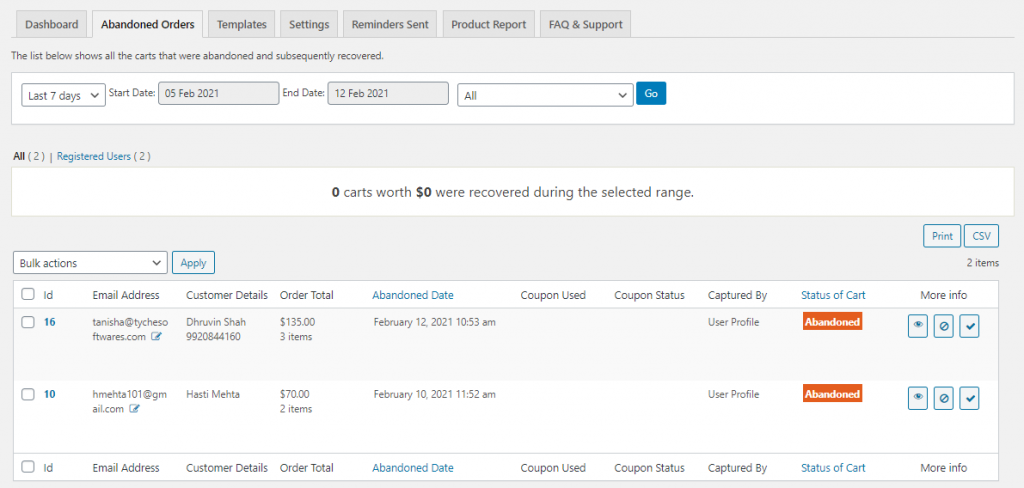 View Log of Abandoned Orders - Tyche Softwares Documentation