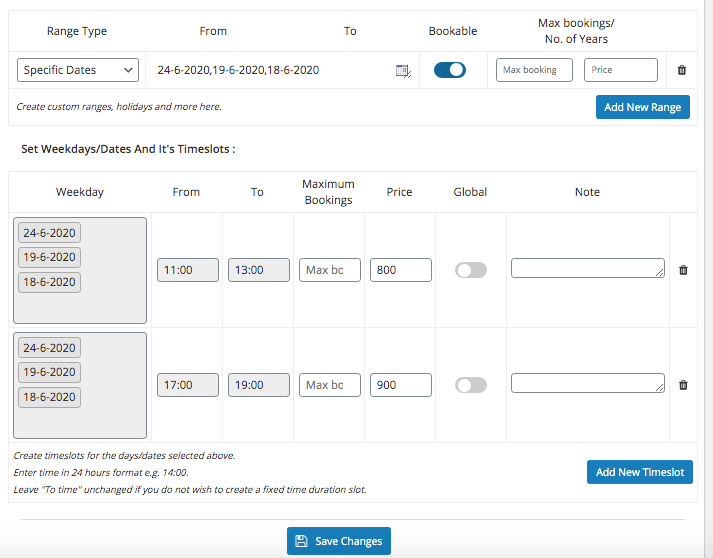 Specific Dates with Timeslot 2 Specific Dates with Timeslot - Tyche Softwares Documentation