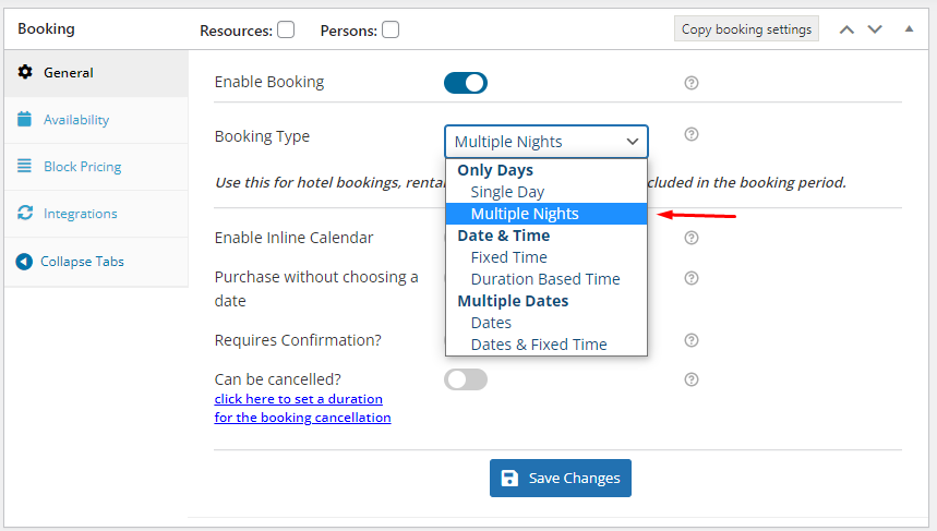 Minimum Night Booking for Multiple Nights - Tyche Softwares Documentation