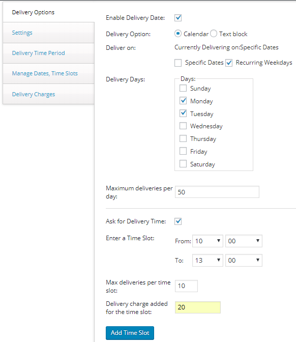 Setup Delivery Charges - Tyche Softwares Documentation