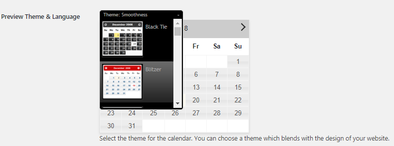 Global settings - Calendar theme, Date & Time Formats - Tyche Softwares Documentation
