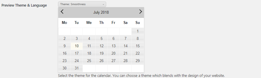 Global settings - Calendar theme, Date & Time Formats - Tyche Softwares Documentation