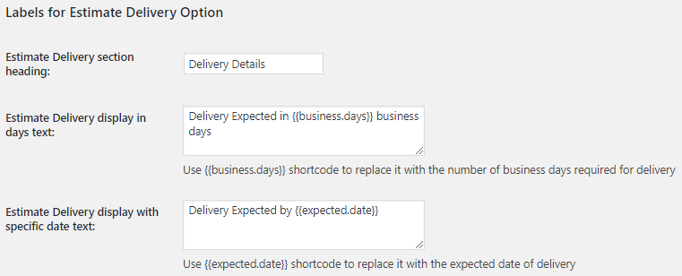 Modify delivery field labels on Product page as per your business requirements - Tyche Softwares Documentation