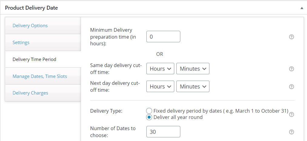 Fixed Date Range & Deliver All Year Round Option - Tyche Softwares Documentation