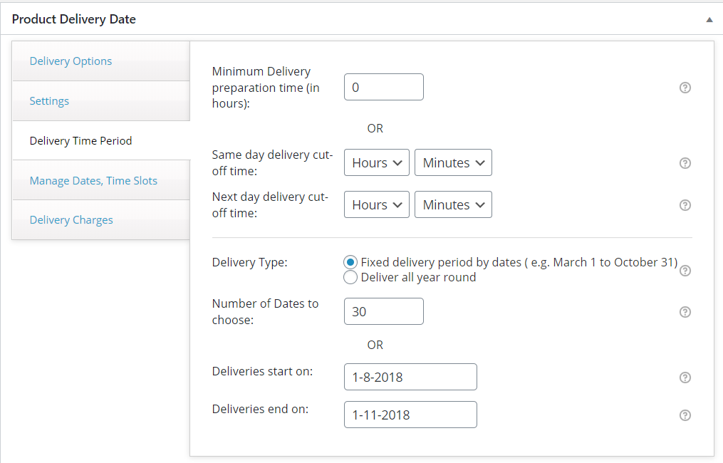 Fixed Date Range & Deliver All Year Round Option - Tyche Softwares Documentation