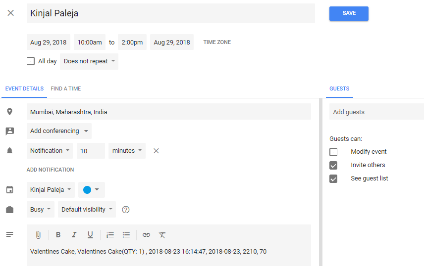 Export Deliveries To Google Calendar - Tyche Softwares Documentation