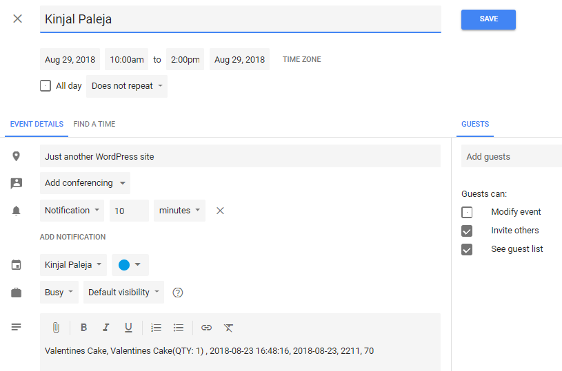 Export Deliveries To Google Calendar - Tyche Softwares Documentation