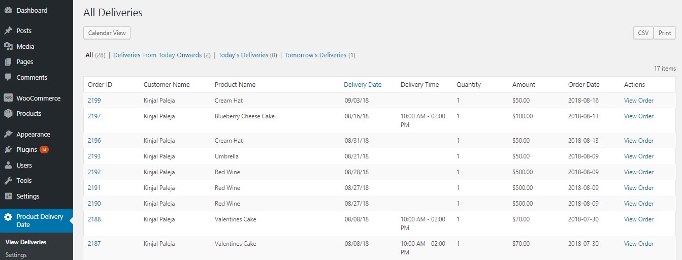 View Product Deliveries - Tyche Softwares Documentation