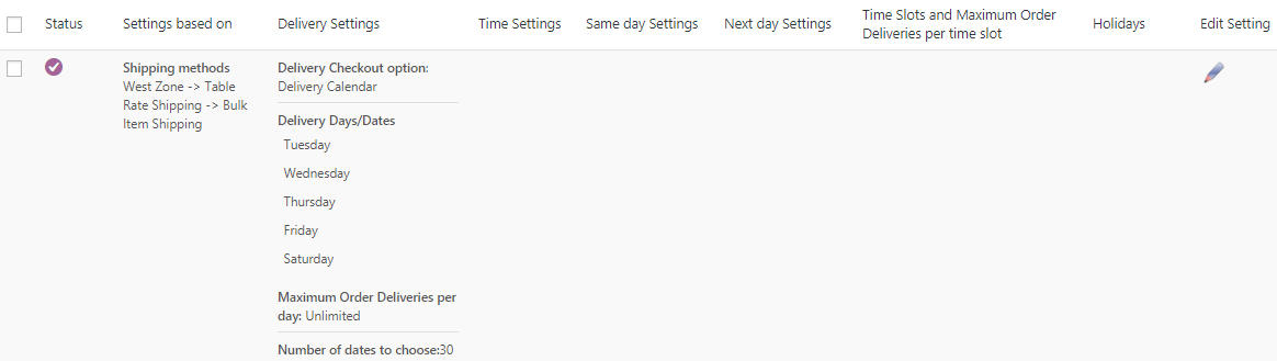 Custom Delivery Settings with Table Rate Shipping for WooCommerce plugin by Bolder Elements - Tyche Softwares Documentation