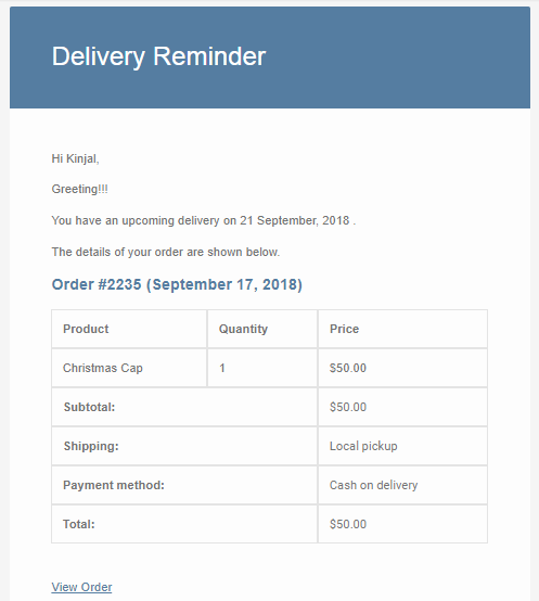 Send Delivery Reminders - Tyche Softwares Documentation