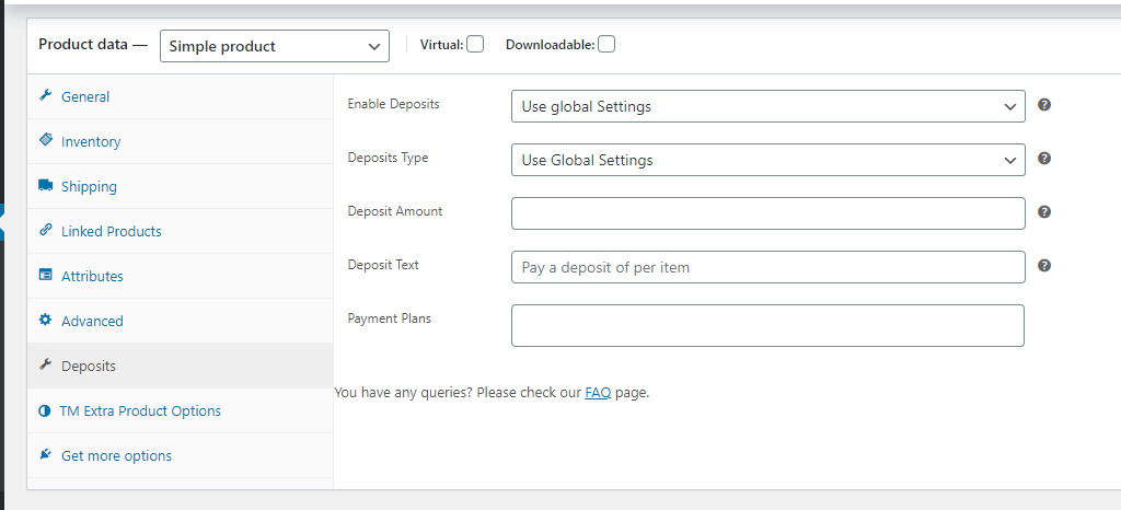 Product Level Deposit - Tyche Softwares Documentation