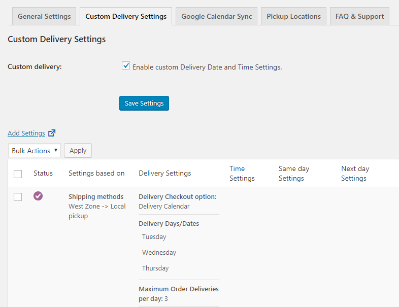 Displaying Delivery Date Availability Calendar Widget Using Custom Delivery Settings - Tyche Softwares Documentation