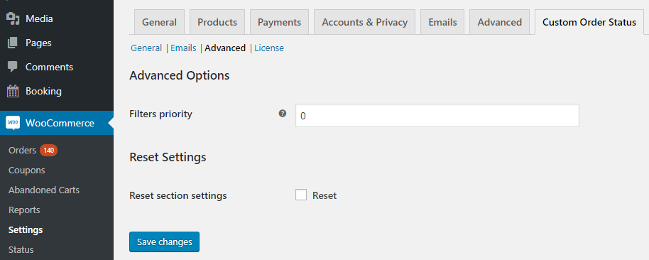 Custom Order Status for WooCommerce Advanced Settings - Tyche Softwares Documentation
