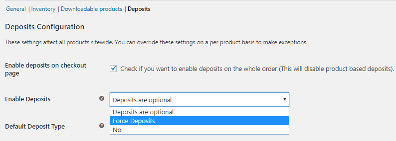 Deposit Options On Checkout Page - Tyche Softwares Documentation