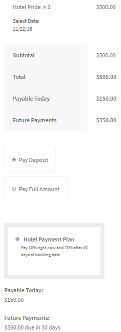 Deposit Options On Checkout Page - Tyche Softwares Documentation