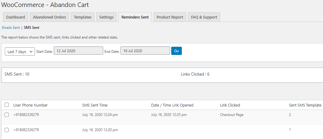 View Log of SMS Reminders Sent - Tyche Softwares Documentation