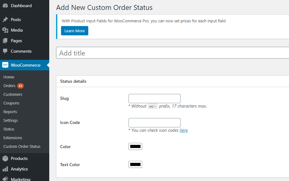 Add, Edit & Delete Custom Order Status - Tyche Softwares Documentation