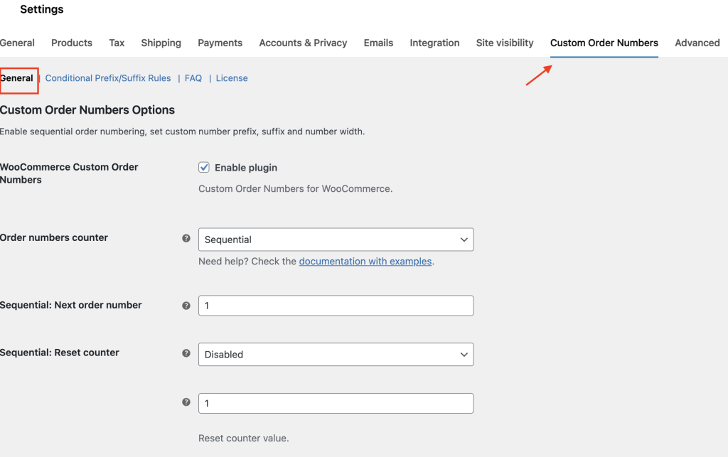 Custom Order Numbers Options - Tyche Softwares Documentation