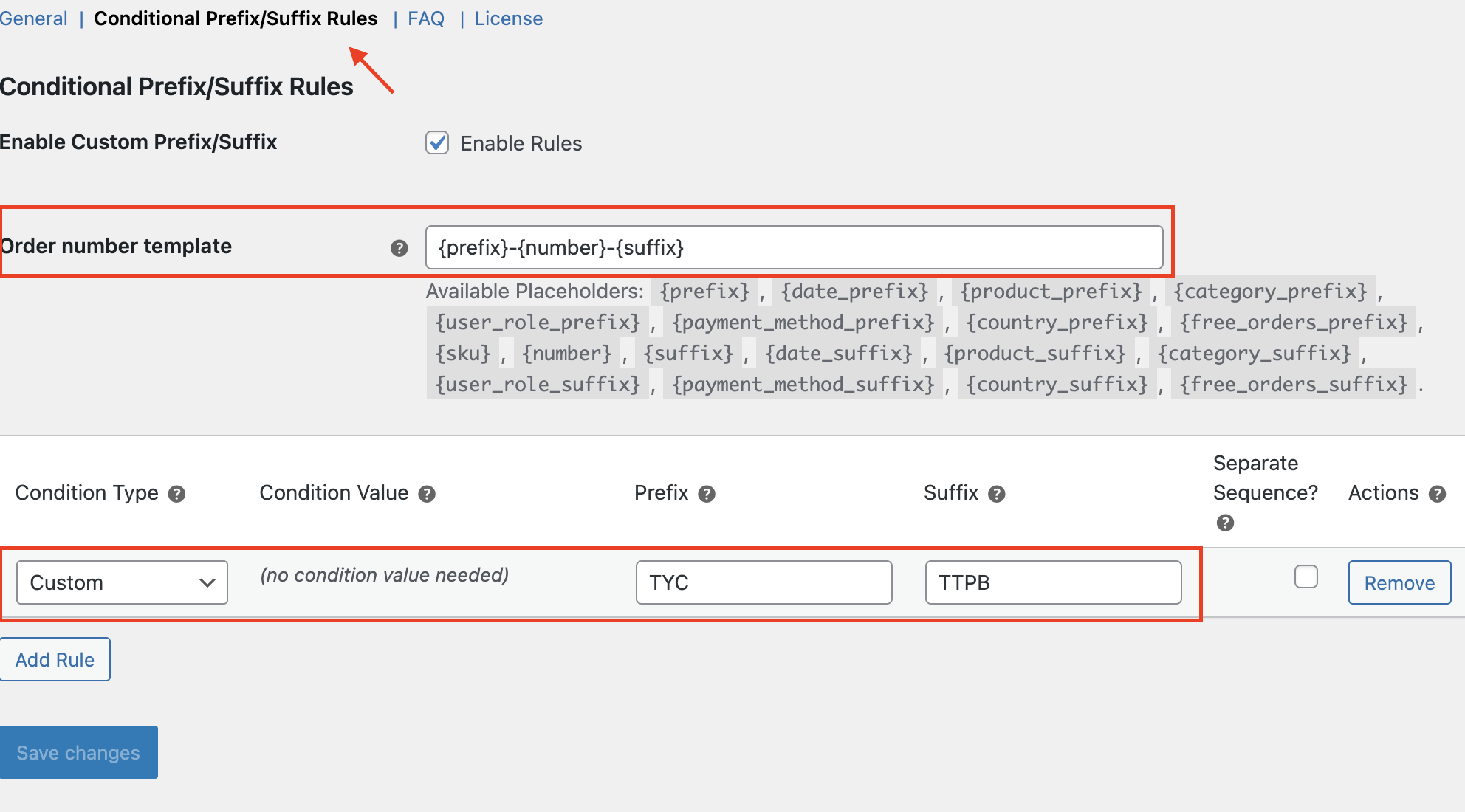 Custom Order Numbers Options - Tyche Softwares Documentation