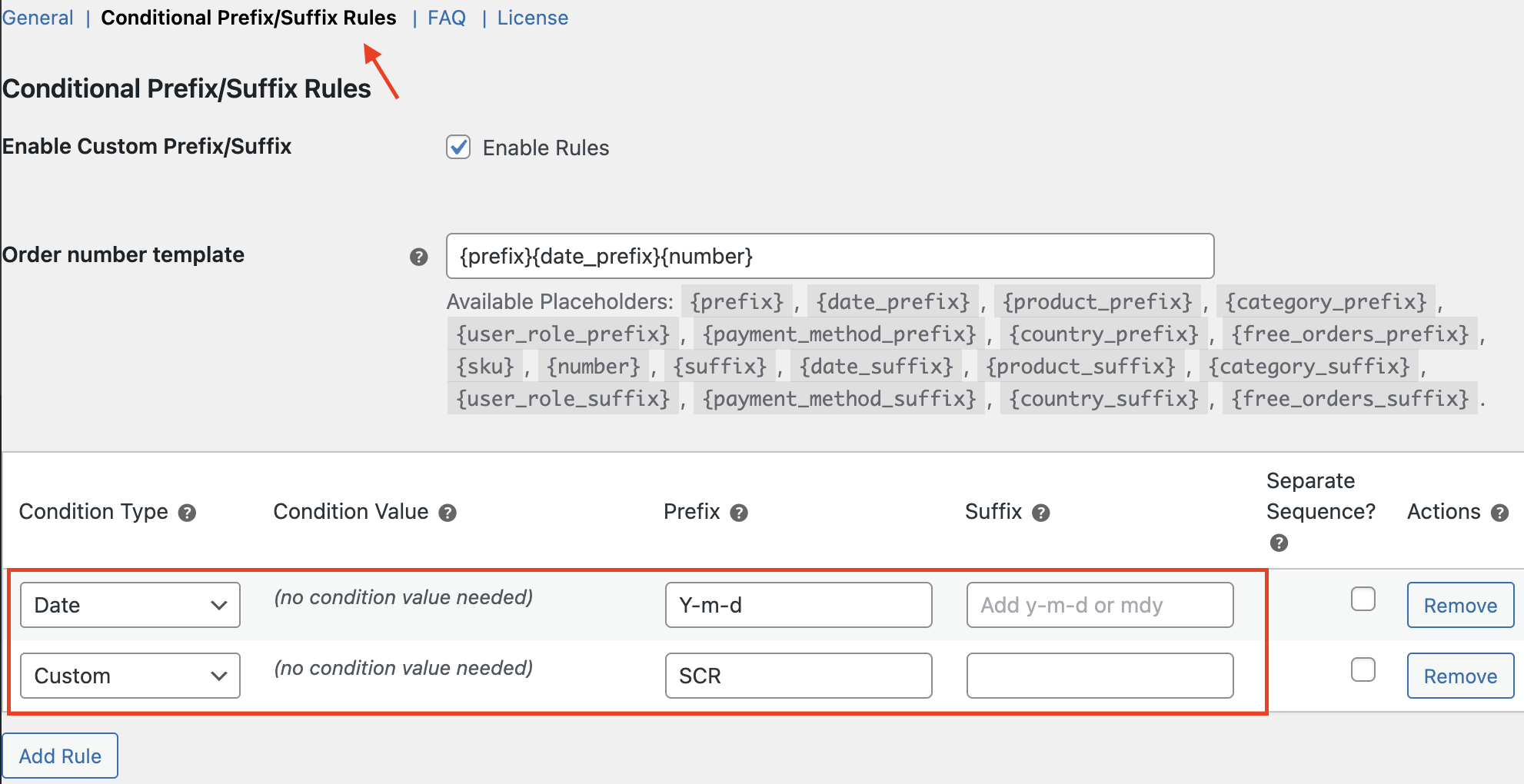 Custom Order Numbers Options - Tyche Softwares Documentation