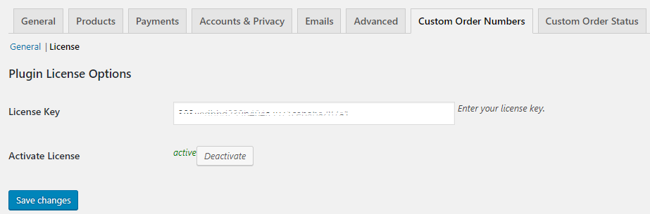 Activating The License Key Of Custom Order Numbers for WooCommerce - Tyche Softwares Documentation