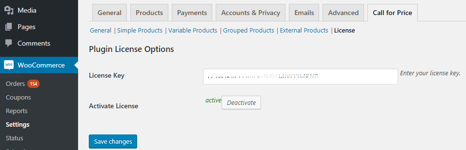 Activating The License Key Of Call For Price For Woocommerce - Tyche Softwares Documentation