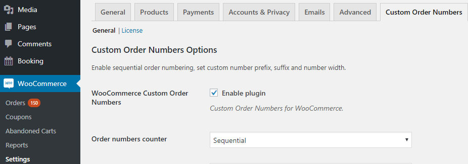Custom Order Numbers Options 72 Custom Order Numbers Options - Tyche Softwares Documentation