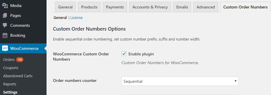 Custom Order Numbers Options - Tyche Softwares Documentation