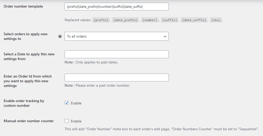 Custom Order Numbers Options 4 Custom Order Numbers Options - Tyche Softwares Documentation
